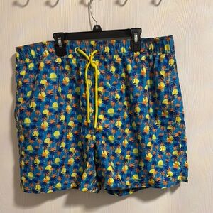 NWT Party Sharks Mens XXL Swim Trunks Palm Trees Quick Dry Comfort Pockets Beach